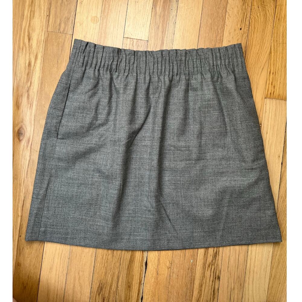 J.Crew Wool Blend Skirt Gray Heather Stretch Pull On Layer Fall preppy Women's 8